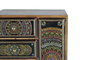 GINER Y COLOMER - Buffet téléphonique en bois de manguier avec 4 tiroirs et 1 porte, détails peints à la main, 60x45x30 cm (LxHxP), naturel et multicolore